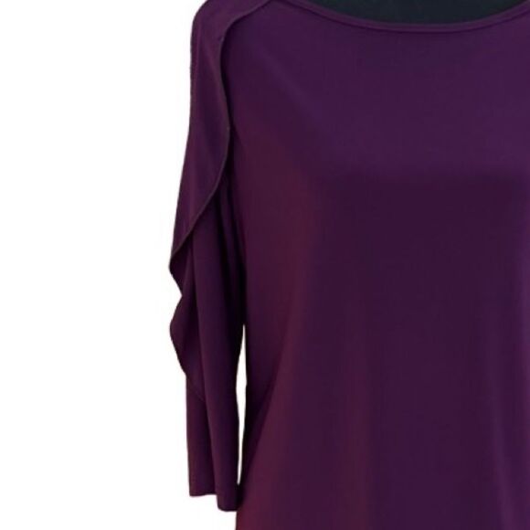 Ciara Sun Woo purple boat neck top with ruffle sleeves, super soft size XS - Picture 5 of 7
